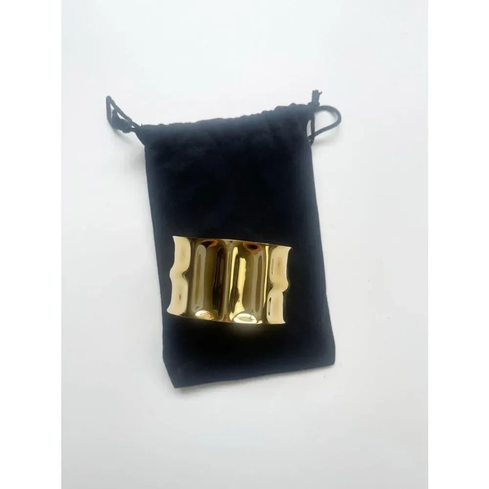 Mayamar Gold Hammered Sculpted Wide Cuff Bracelet 24k dipped plating - Picture 4 of 9